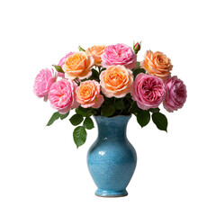 Obraz premium Bouquet of colorful roses vase on transparent background