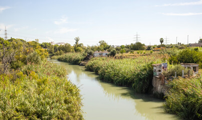 Río Mijares a su paso por Almazora, Castellón, España