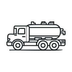 Fototapeta premium Delivery vehicle for liquid transportation in urban area. Vector black icon
