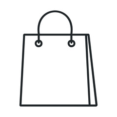 Shopping bag design for retail branding and marketing purposes. Vector black icon