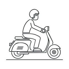 Enjoying a scooter ride through the city streets during sunny weather. Vector black icon