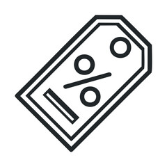 Discount label for sales and promotions in retail shops. Vector black icon