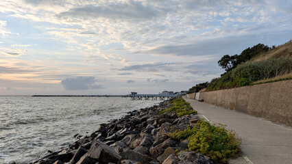 Wooden fishing hut at sunset in Chatelaillon-Plage, France