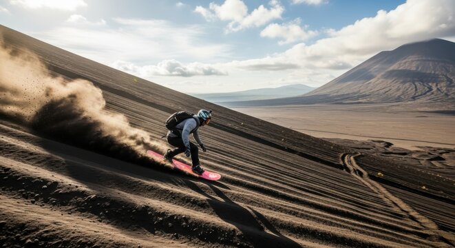 Sandboarding adventure on majestic dune, a thrilling exploration of natural landscapes