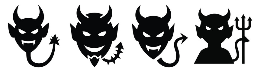 devil Icon Set, Vector illustration
