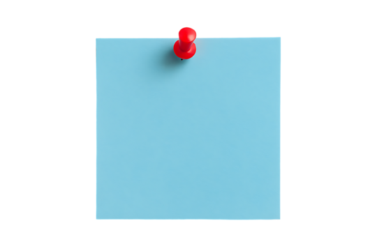 Blue sticky note isolated on transparent background