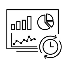 Real-Time Data Icon, Live data monitoring, Real-time analytics, Data flow, Instant data processing, and Data updates. Vector illustration.