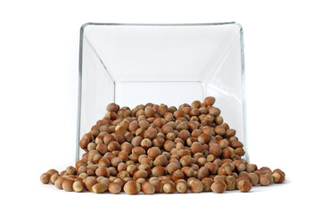 Whole hazelnuts showcasing their natural texture and rich brown color, perfect for food and health...