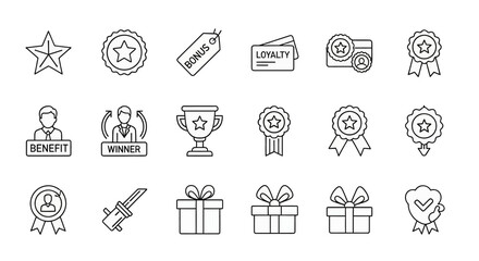 Set of quality and reward icon elements for awards and recognition