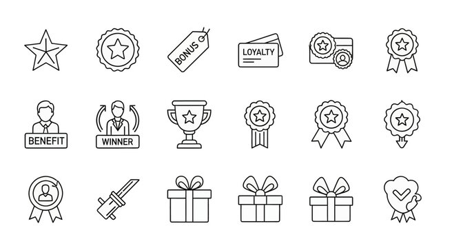 Set of quality and reward icon elements for awards and recognition