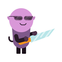 Purple Cartoon Character with Knife Vector