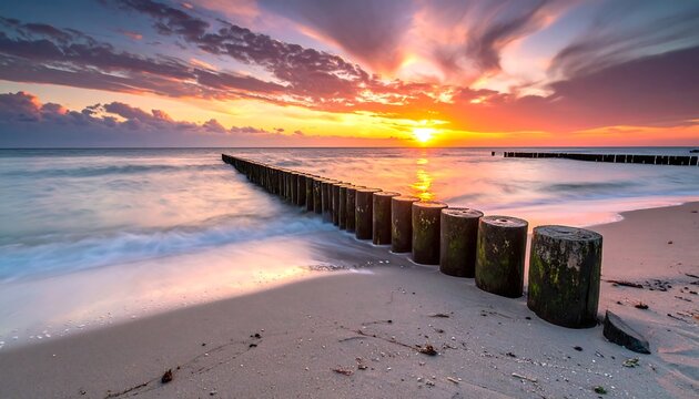 Stunning sunset over a beach