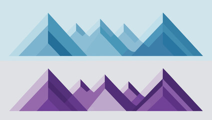 Abstract geometric mountain range in blue and purple gradient layers