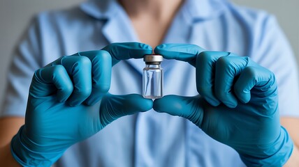 Healthcare professional holding a vaccine vial
