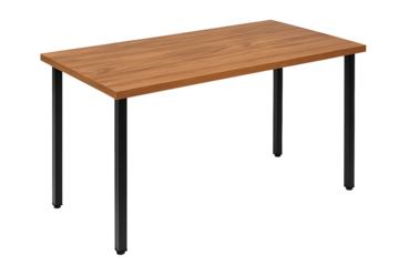 Wooden office table isolated on transparent background