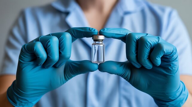Healthcare professional holding a vaccine vial
