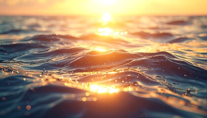 Golden sunset over rippling water