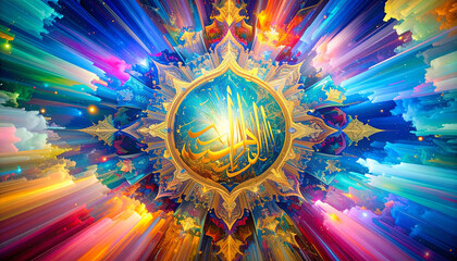 Islamic Calligraphy Mosque Mihrab  . Religion concept. Generated Image