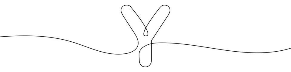 Letter Y in one line art style. Letter Y drawing with editable stroke on white background. Vector illustration