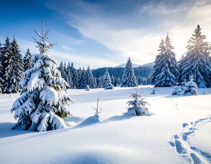 Fototapeta premium Snowy winter forest landscape