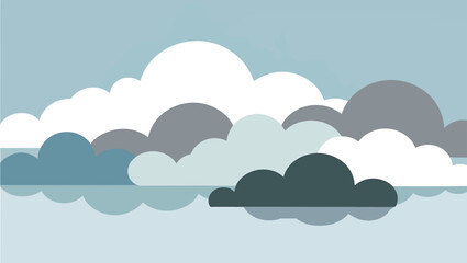 Abstract illustration of layered clouds in various shades of blue and gray