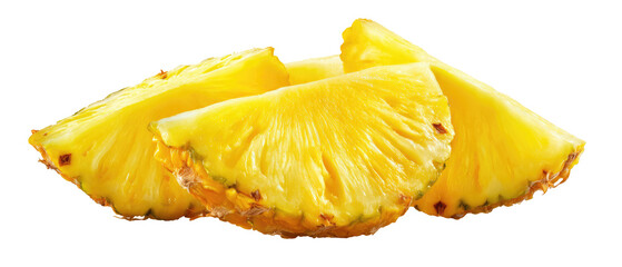 Fresh pineapple slices, bright yellow, overlapping