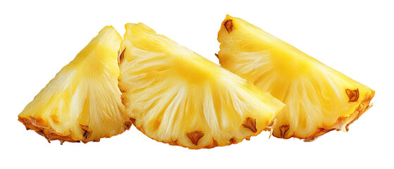 Three slices of yellow pineapple