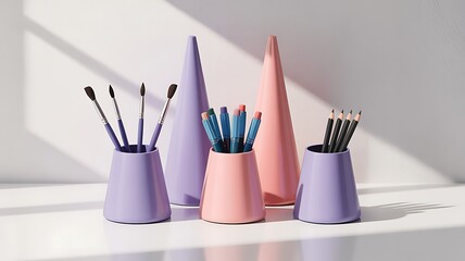 Pastel Art Supplies in Modern Holders