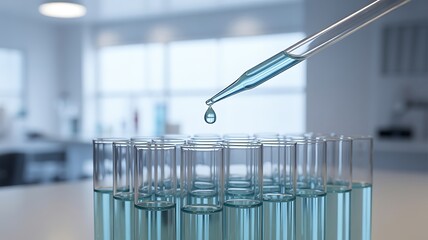 Pipette Dropping Liquid into Test Tubes in Laboratory