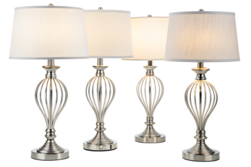 Set of elegant table lamps isolated on transparent or white background