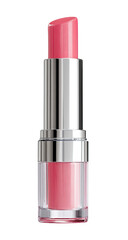 A vibrant pink lip balm in a silver-toned, clear-plastic tube