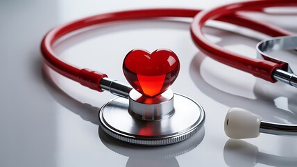 Red Stethoscope with a Heart Symbol