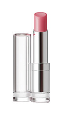 A light-pink lipstick in a clear, rectangular tube