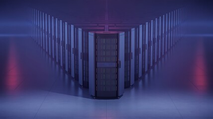 Rows of Server Racks in a Data Center