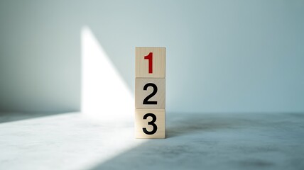 Stacked Wooden Blocks with Numbers 1, 2, 3