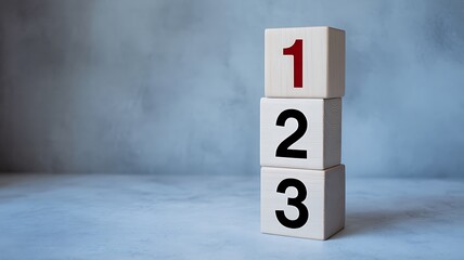 Stacked Wooden Blocks with Numbers 1, 2, 3