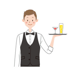 バーテンダーのイラスト　店員　バー　カフェ　お酒
