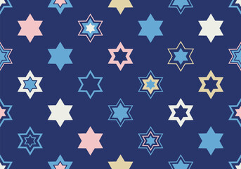 Jewish seamless pattern with confetti and star of David