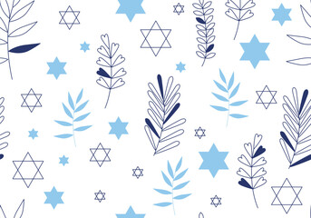 Jewish seamless pattern with confetti and star of David