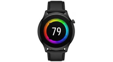 Modern smartwatch displays vibrant circular health metrics with numerical readout