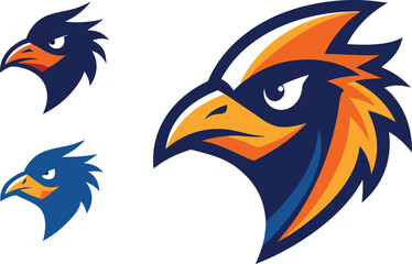 Dynamic bird head mascot logos vector set scalable illustration for branding and design projects isolated on transparent background