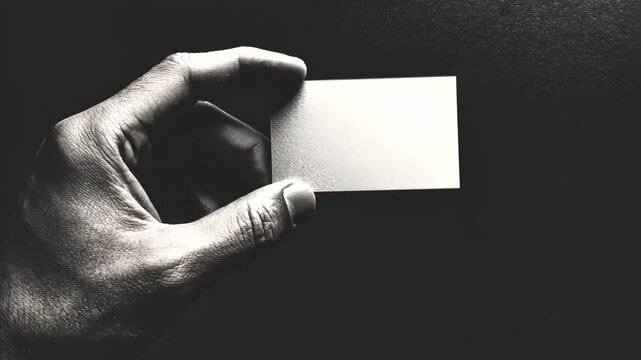 Hand holding blank business card