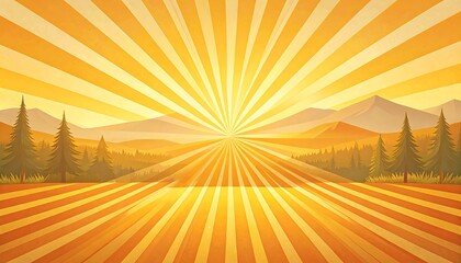 Sunny landscape radiating light