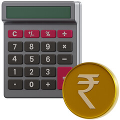 Calculator with Indian Rupee Coin