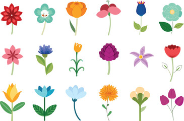 Ultimate collection of 20 diverse and detailed floral illustrations for vector graphics isolated on transparent background