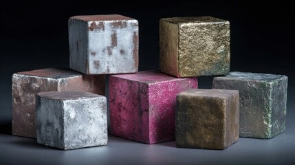 Bricks with Metallic Coating – Futuristic Style Under Studio Lighting