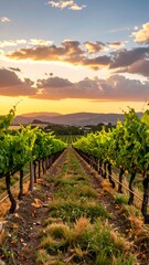Fototapeta premium Vineyard at sunset (1)
