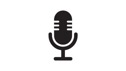 Minimalist microphone icon simple flat vector glyph for podcasting and recording isolated on white background