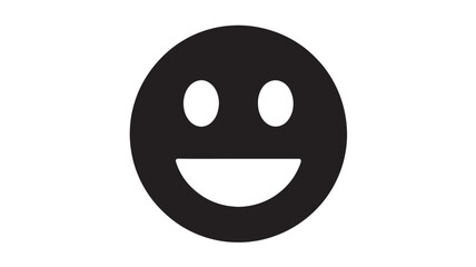 Fototapeta premium Happy face icon in black simple vector glyph isolated on white background for app and web design