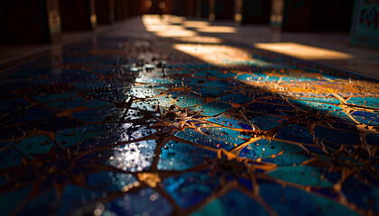 Islamic Mosaic Tile Geometry . Religion concept. Generated Image